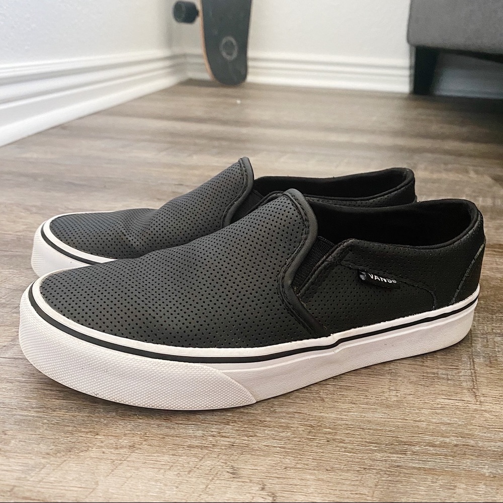 Black Asher Perforated Slip-on Vans